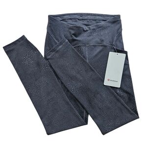 NWT Lululemon Power Thru HR High-Rise Tight Leggings Crackle Black Gray 25" Sz 4